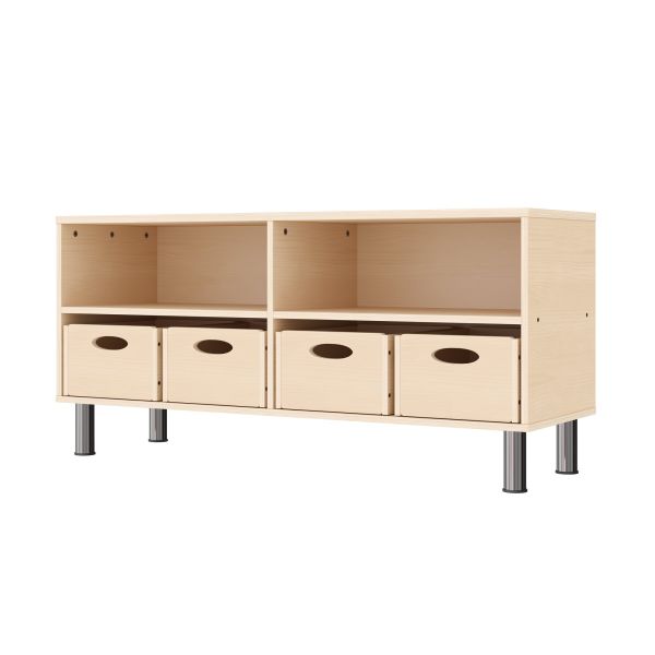 Armadio a Scaffali Doppio 44-120 con 4 Cassette per Materiali (con piedi regolabili in altezza)