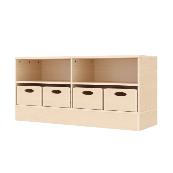 Armadio a Scaffali Doppio 44-120 con 4 Cassette per Materiali (con base in legno)