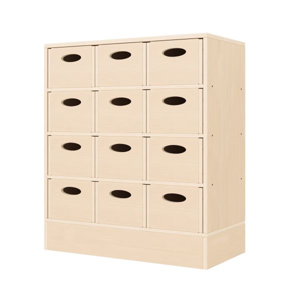 Armoire à Rayonnages 79-80, 12 Bacs Matériel (avec socle en bois)