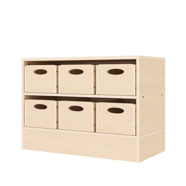 Armoire à Rayonnages 44-80 avec 6 Bacs Matériel (avec socle en bois)