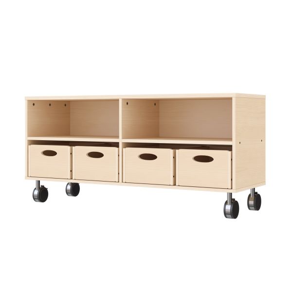 Armadio a Scaffali Doppio 44-120 con 4 Cassette per Materiali (con rotelle bloccabili)