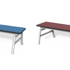 Outdoor PE-Stapelbank 120 cm, Höhe 26 cm (Blau & Granatrot)