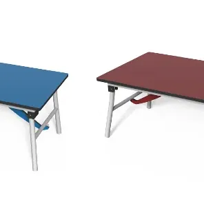 Outdoor PE-Klapptisch 120 cm, Höhe 46 cm (Blau & Granatrot)