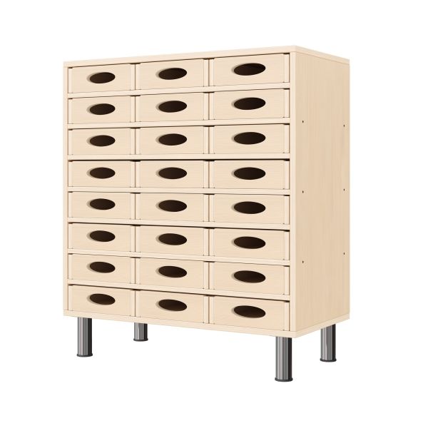 Armoire à Rayonnages 79-80, 24 Bacs Matériel (avec pieds de socle réglables)