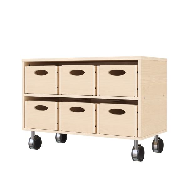 Armoire à Rayonnages 44-80 avec 6 Bacs Matériel (avec roulettes équipées de freins de stationnement)