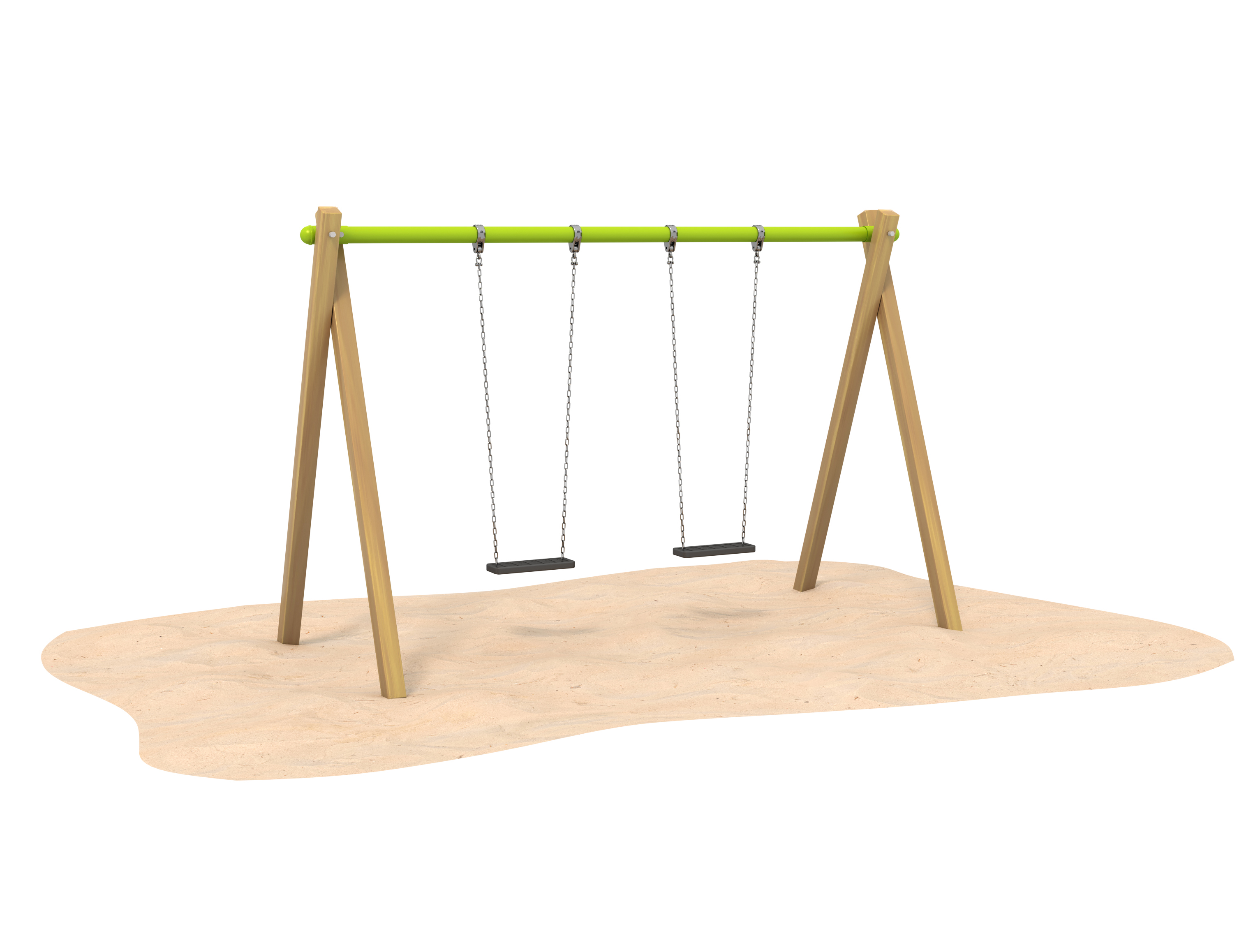 Double Swing with Wooden Posts (Lime) – SW-3502