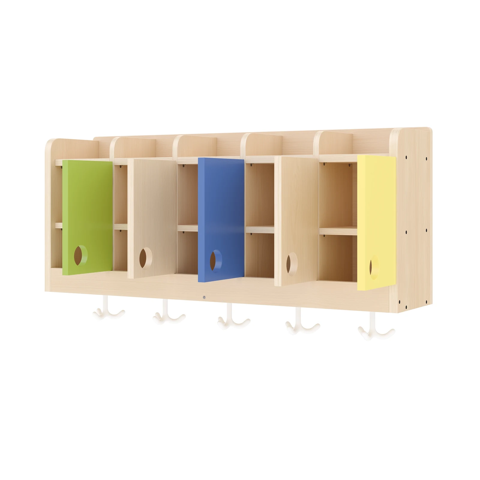 Patère Murale 100 cm, 5 Casiers avec Portes – KB1-DG25083-30-F_02