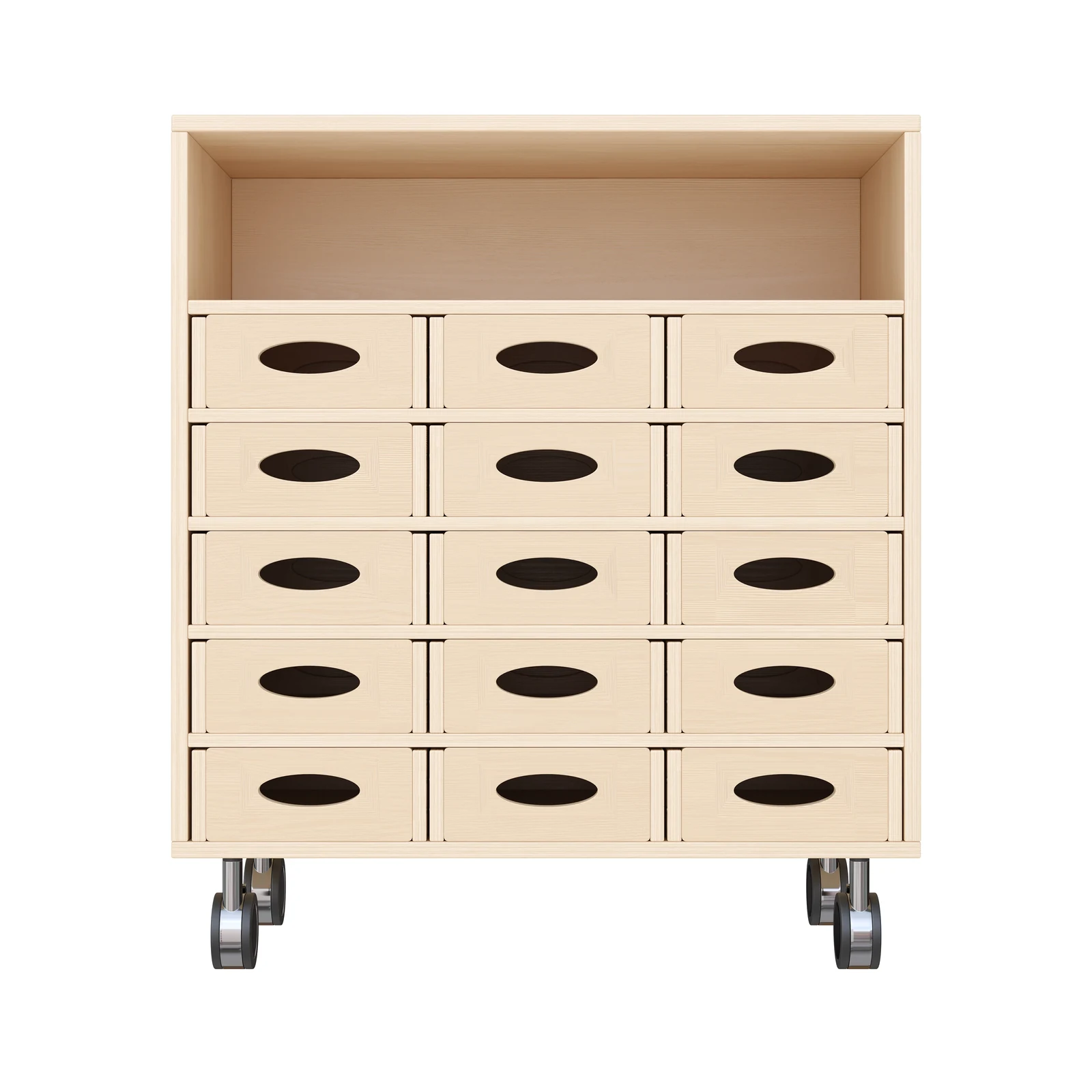 Armoire à Rayonnages 79-80, 15 Bacs Matériel (avec roulettes équipées de freins de stationnement) – KB1-DG25214-30-R_03