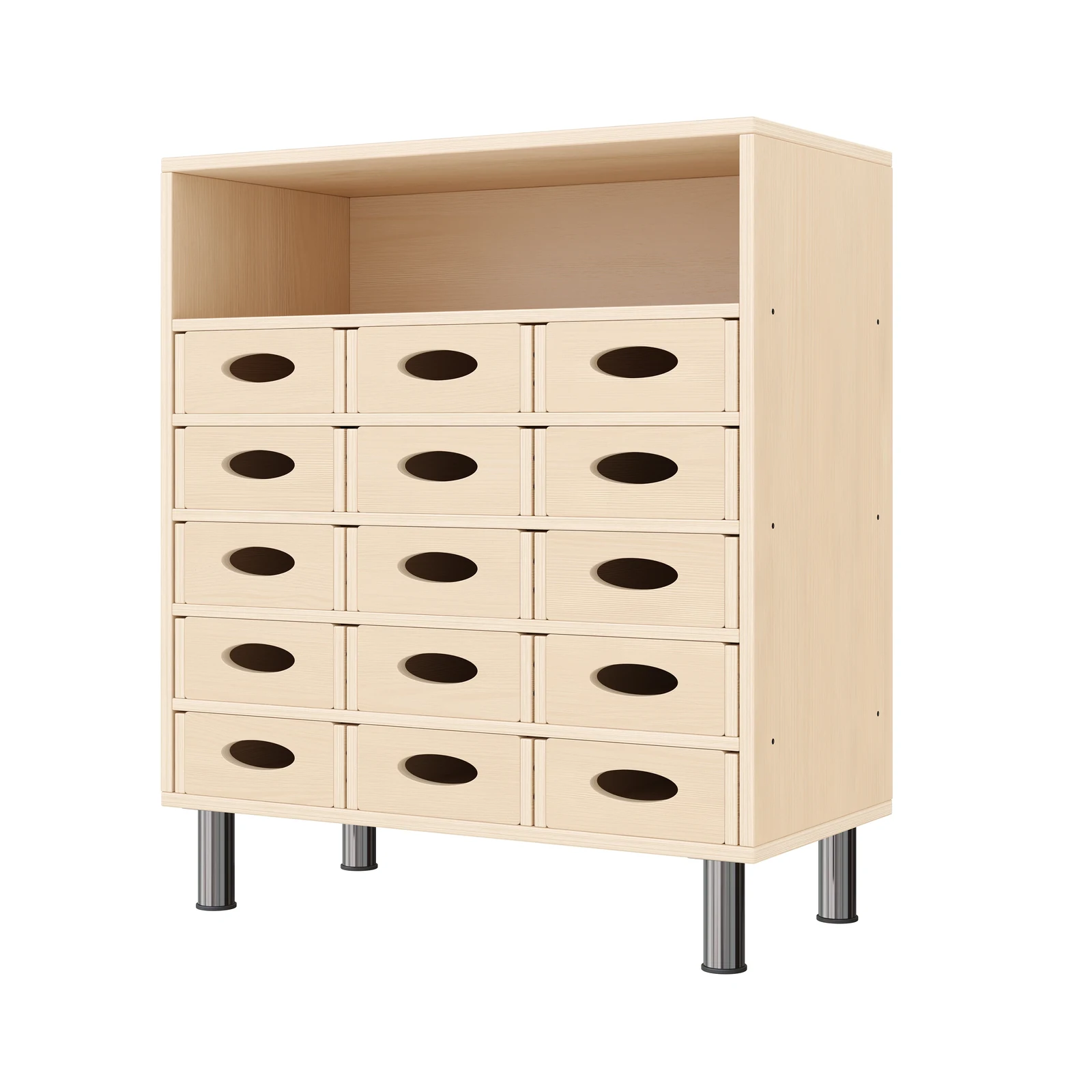 Armario de Estante 79-80, 15 Cajas de Material (con patas de zócalo de altura ajustable) – KB1-DG25214-30-MF_01