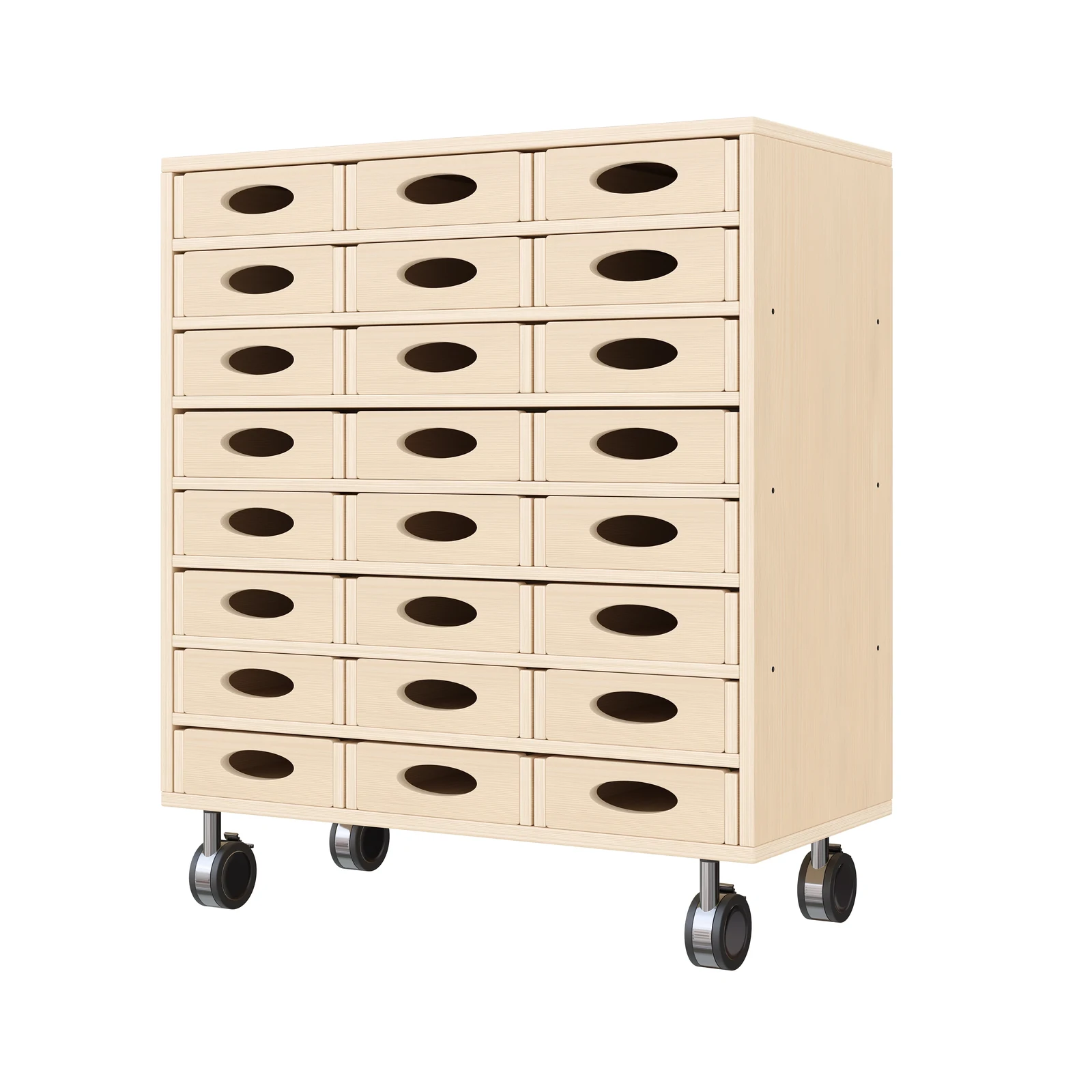 Armoire à Rayonnages 79-80, 24 Bacs Matériel (avec roulettes équipées de freins de stationnement) – KB1-DG25215-30-R_01