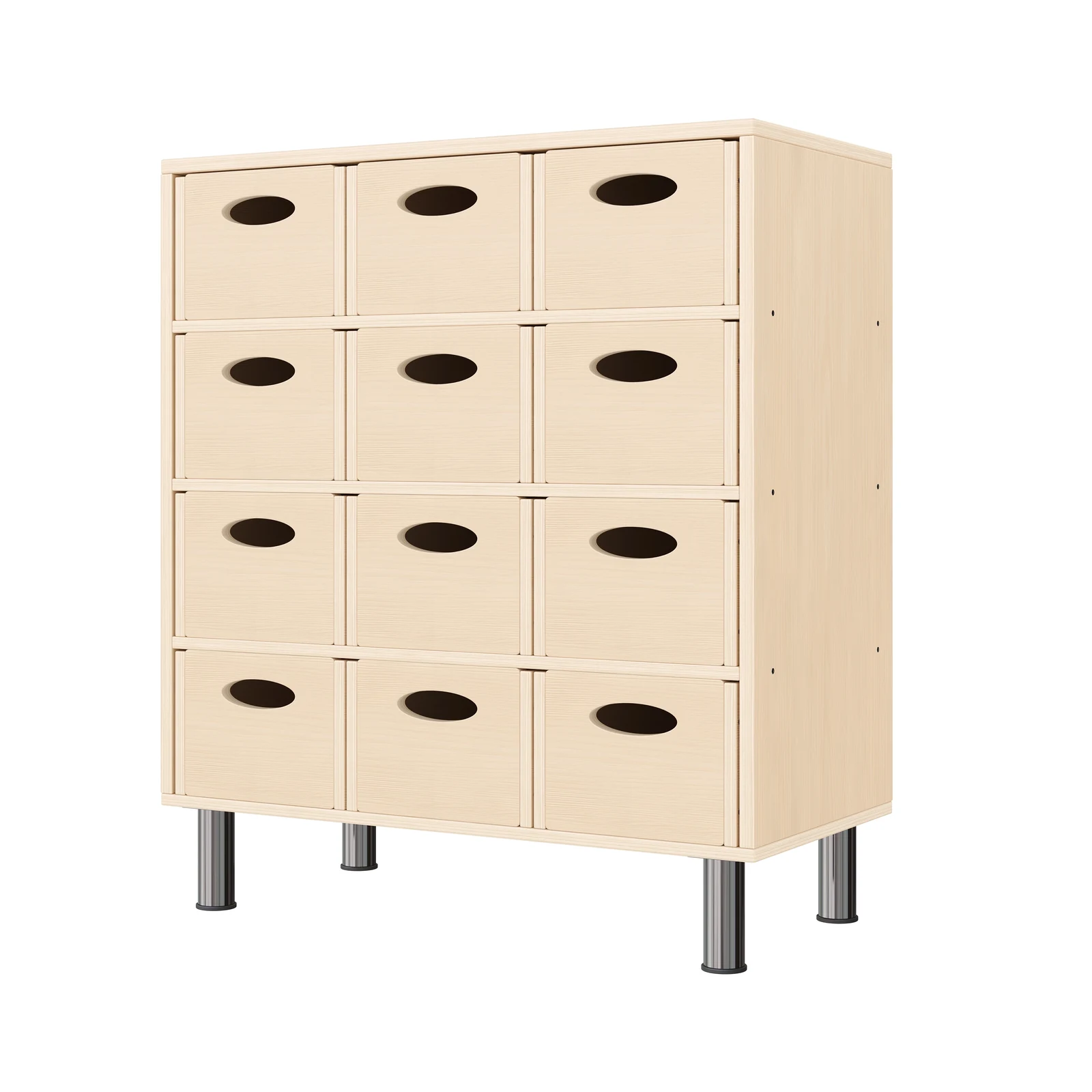 Armoire à Rayonnages 79-80, 12 Bacs Matériel (avec pieds de socle réglables) – KB1-DG25213-30-MF_01