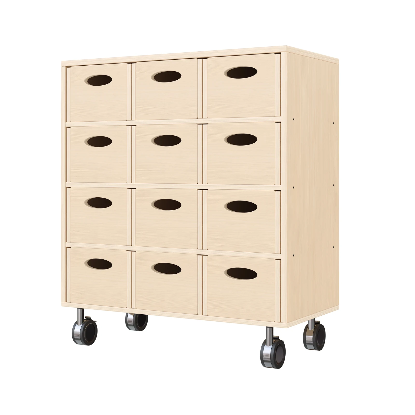 Armoire à Rayonnages 79-80, 12 Bacs Matériel (avec roulettes équipées de freins de stationnement) – KB1-DG25213-30-R_01