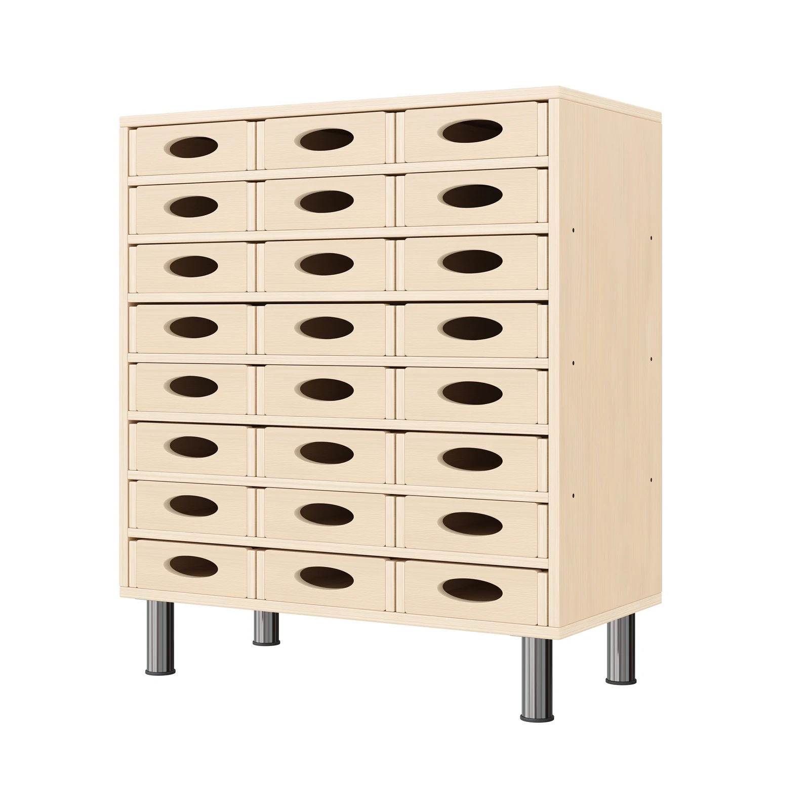Armoire à Rayonnages 79-80, 24 Bacs Matériel (avec pieds de socle réglables) – KB1-DG25215-30-MF_01