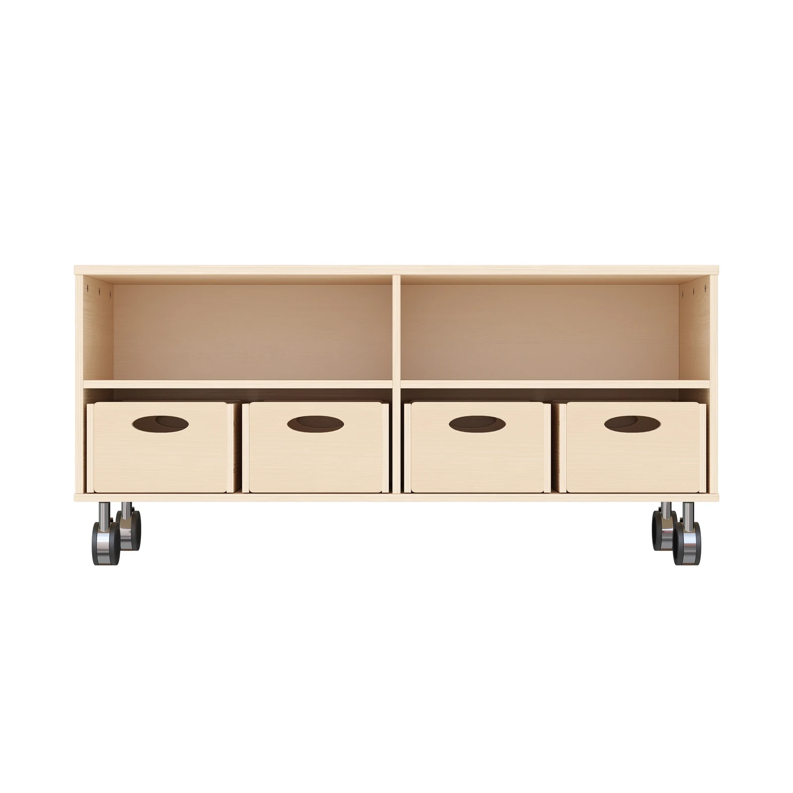 Armadio a Scaffali Doppio 44-120 con 4 Cassette per Materiali (con rotelle bloccabili) – KB1-DG25203-30-R_03