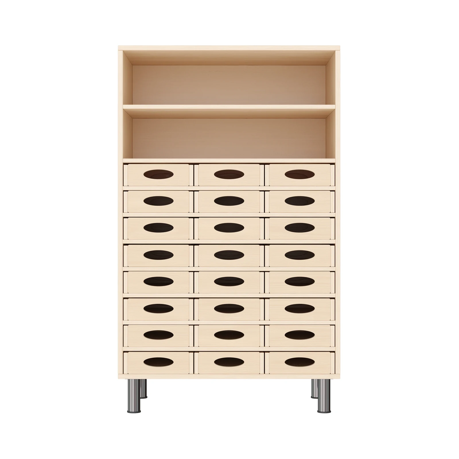 Armoire à Rayonnages 120-80, 24 Bacs Matériel (avec pieds de socle réglables) – KB1-DG25229-30-MF_03
