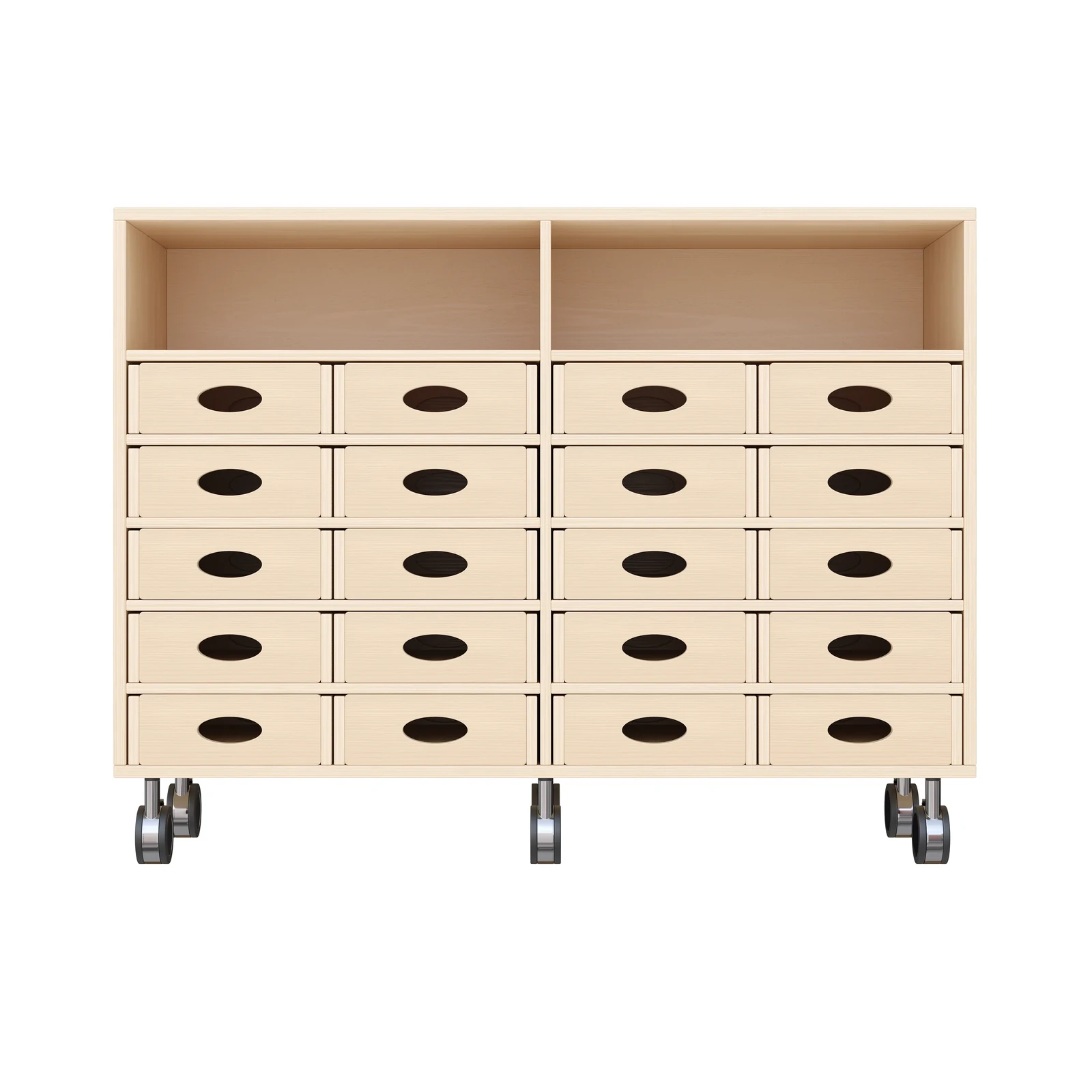 Armoire à Rayonnages 79-120, 20 Bacs Matériel (avec roulettes équipées de freins de stationnement) – KB1-DG25220-30-R_03