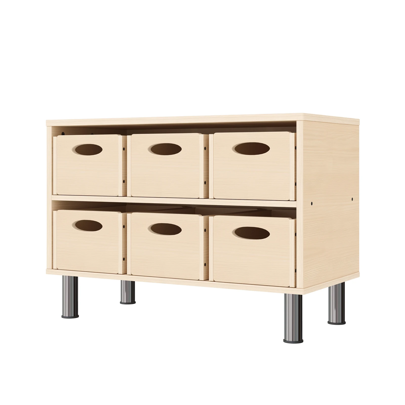 Armoire à Rayonnages 44-80 avec 6 Bacs Matériel (avec pieds de socle réglables) – KB1-DG25202-30-MF_01