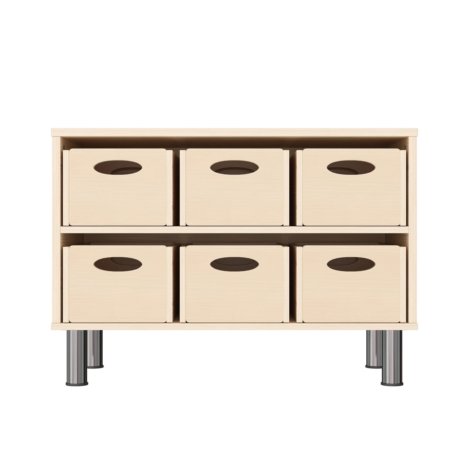 Armoire à Rayonnages 44-80 avec 6 Bacs Matériel (avec pieds de socle réglables) – KB1-DG25202-30-MF_03