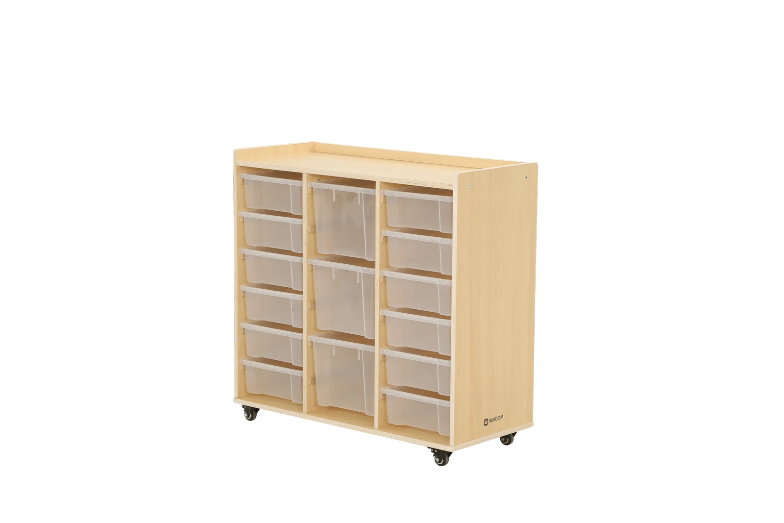 Scaffale Mobile a 3 File, 12 Contenitori Piccoli e 3 Grandi – KB1-DG015-V01-F_01