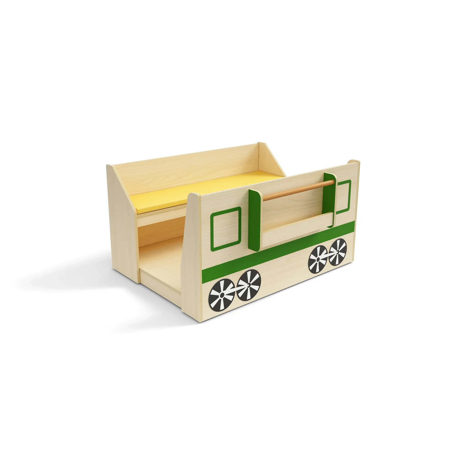 Spiel- und Bücherwaggon – Schwarz & Grün – KB1-DG045-30110-F_02_Rendering