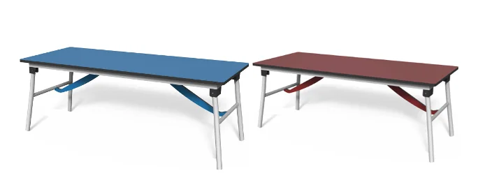Outdoor PE-Klapptisch 150 cm, Höhe 55 cm (Blau & Granatrot) – tisch-bank-04